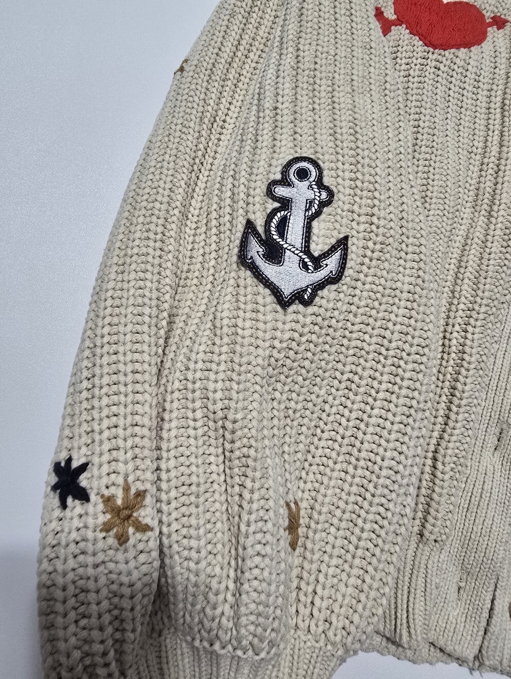 The Great. Collegiate Cardigan Knit Crew Neck Long Sleeve Size L - Picture 6 of 9